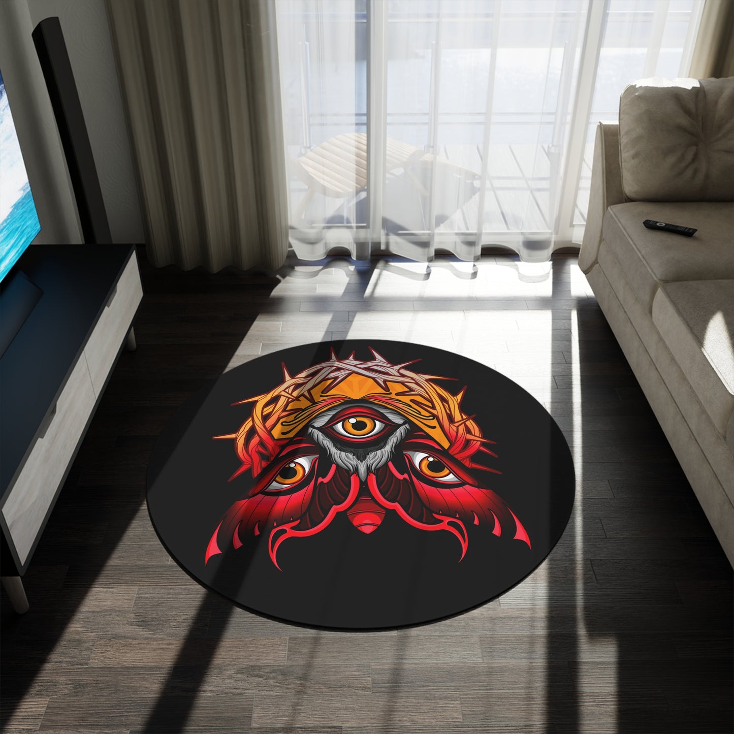 3rd eye moth Round Rug