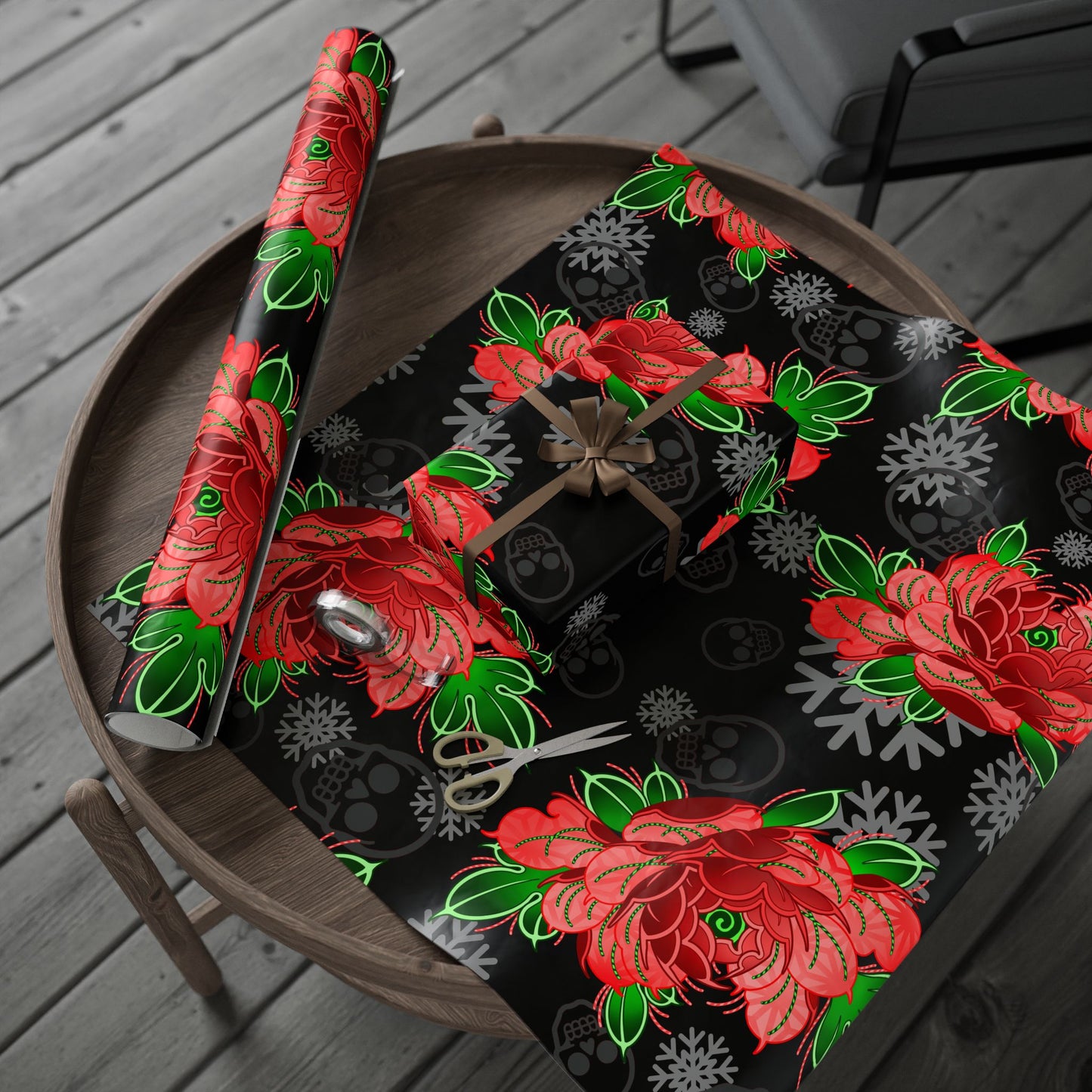 Candy Cane Peony Wrapping Papers