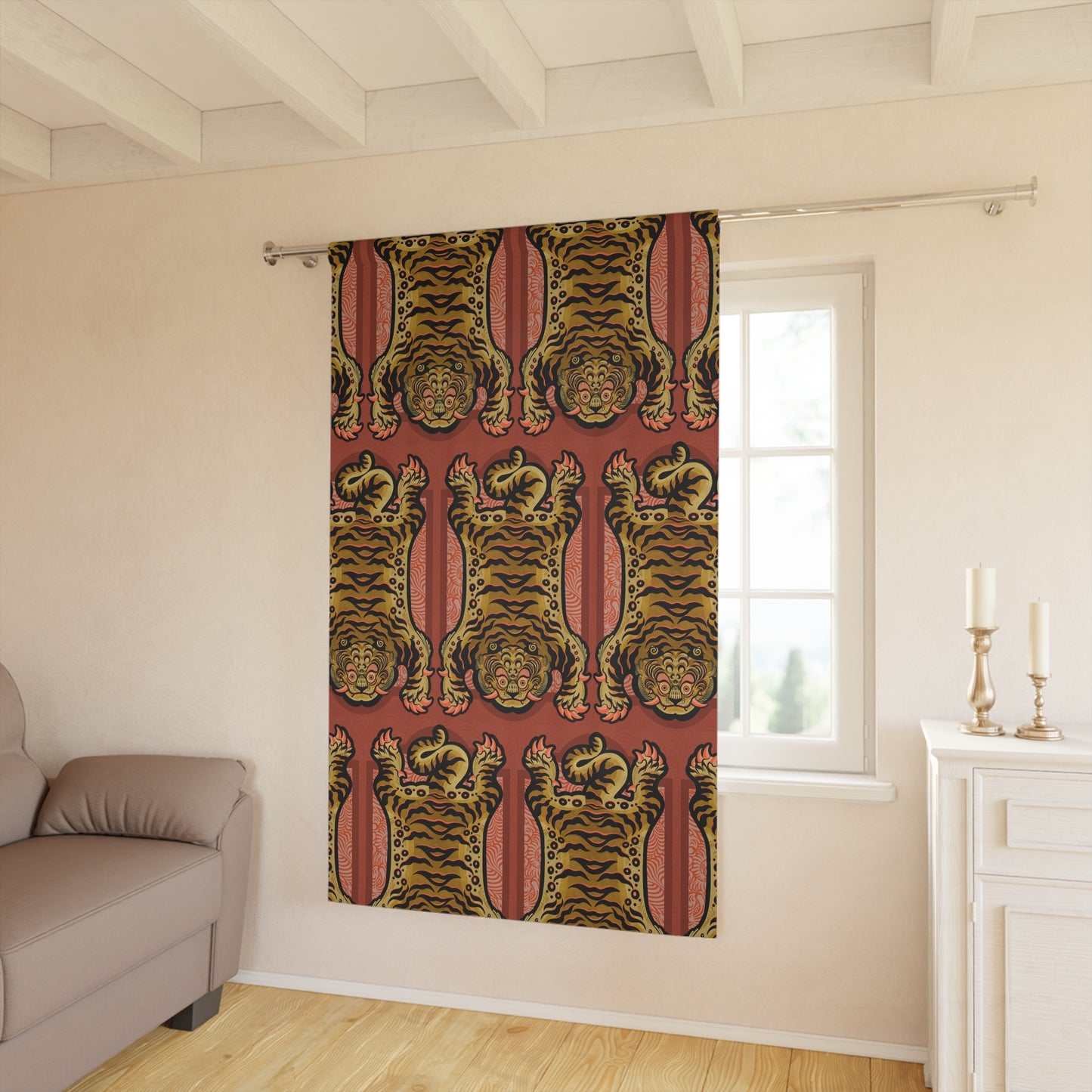 Tibetan Tiger Window Curtains (1 Piece)