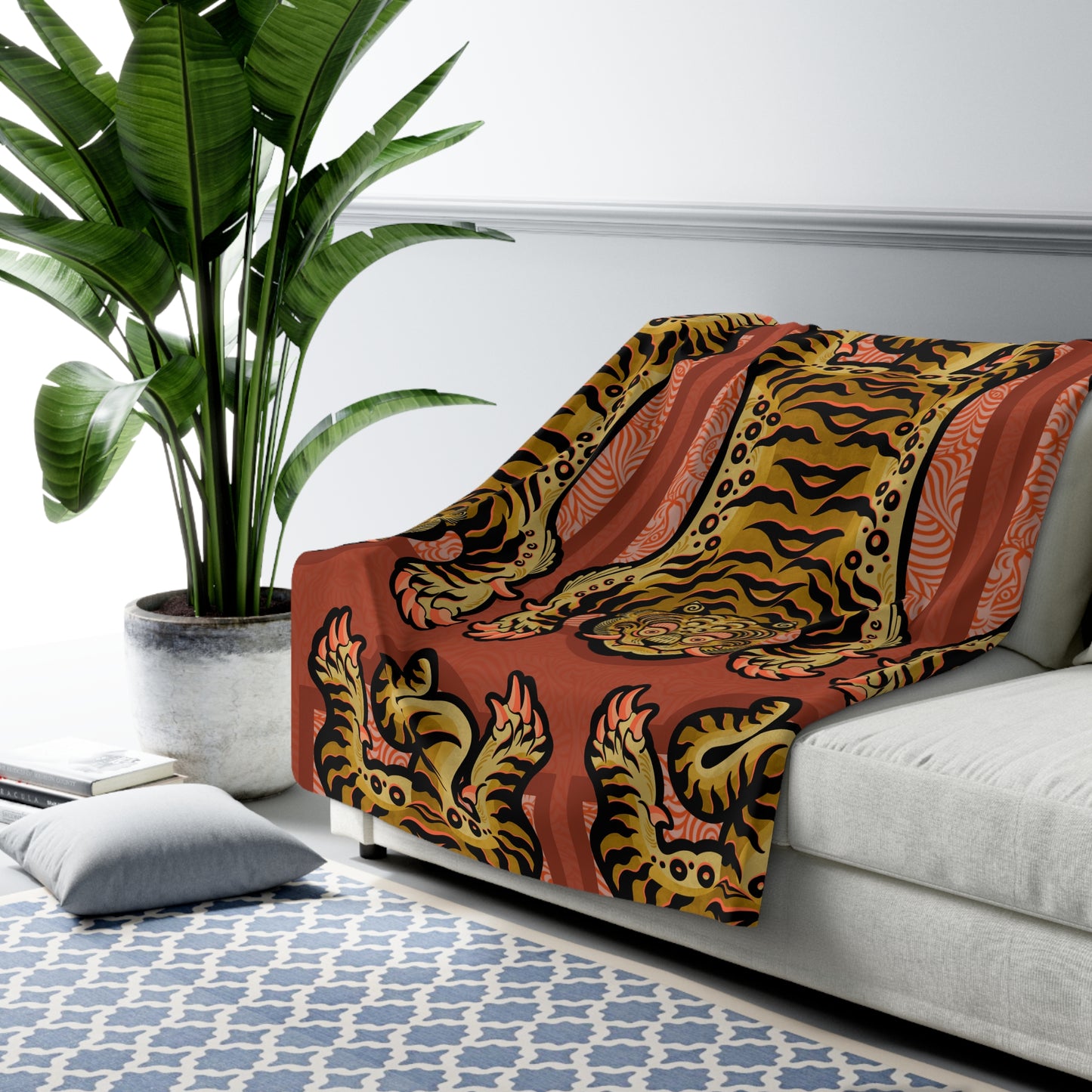Tibetan Tiger Sherpa Fleece Blanket