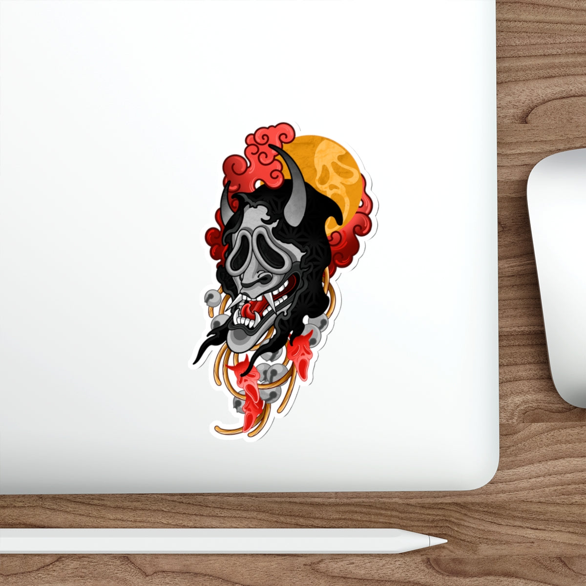 Ghostface From Scream Hannya Mask Die Cut Sticker