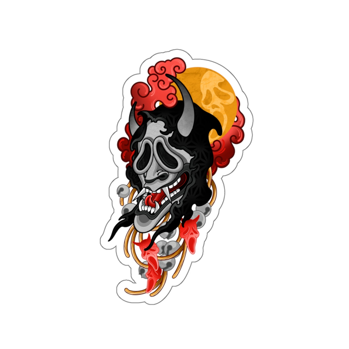 Ghostface From Scream Hannya Mask Die Cut Sticker