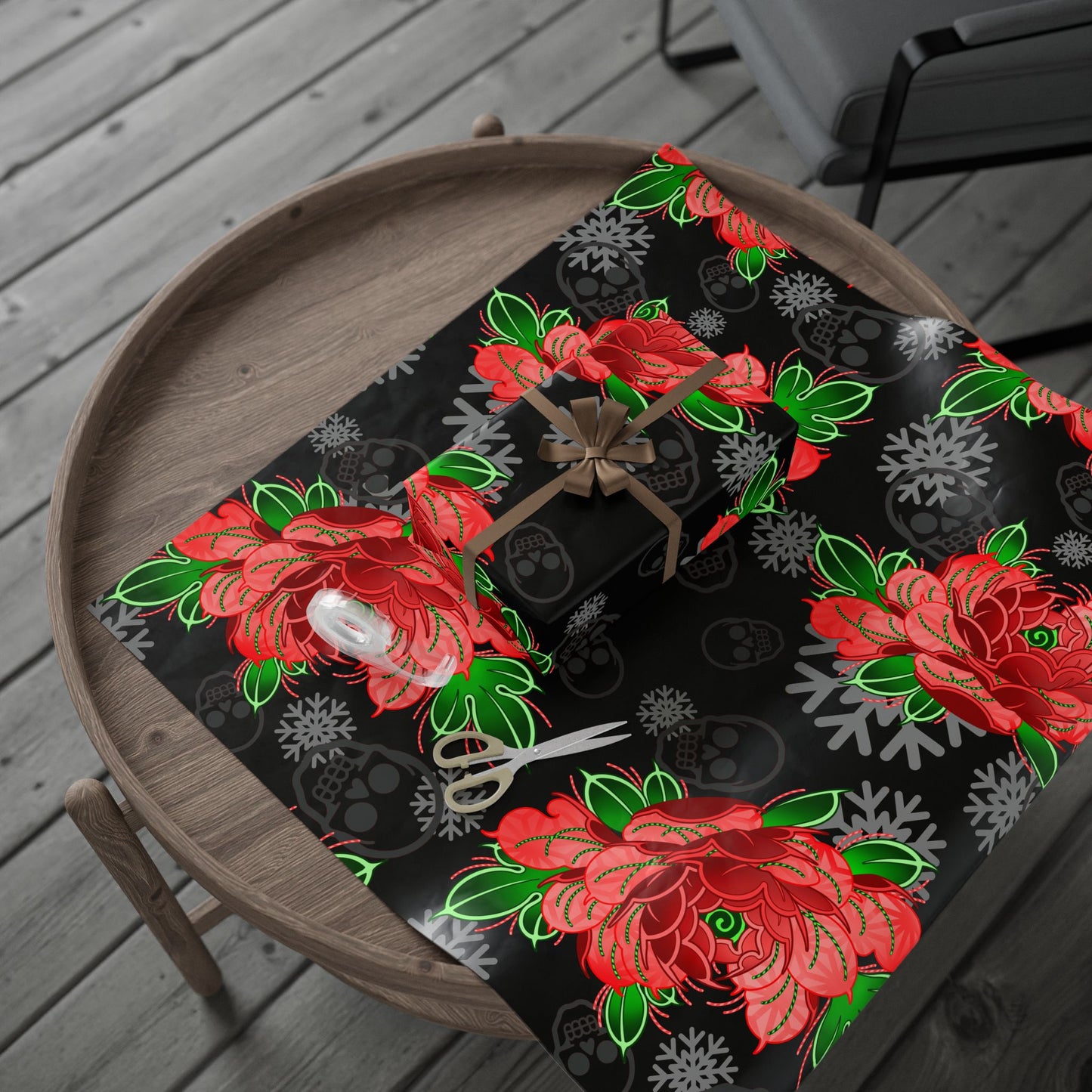 Candy Cane Peony Wrapping Papers