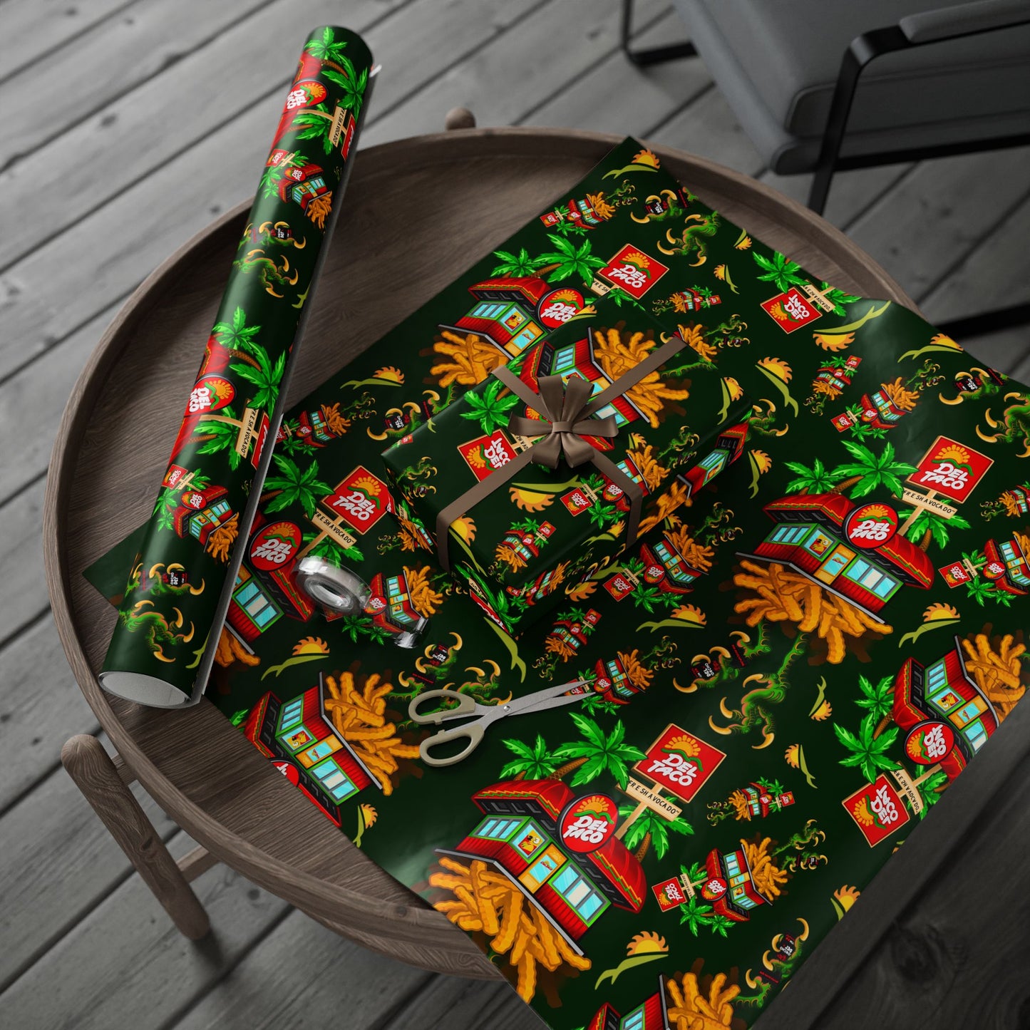 Del Taco Baba Yaga Christmas Wrapping Paper — Tattoo Art by Jay Joree