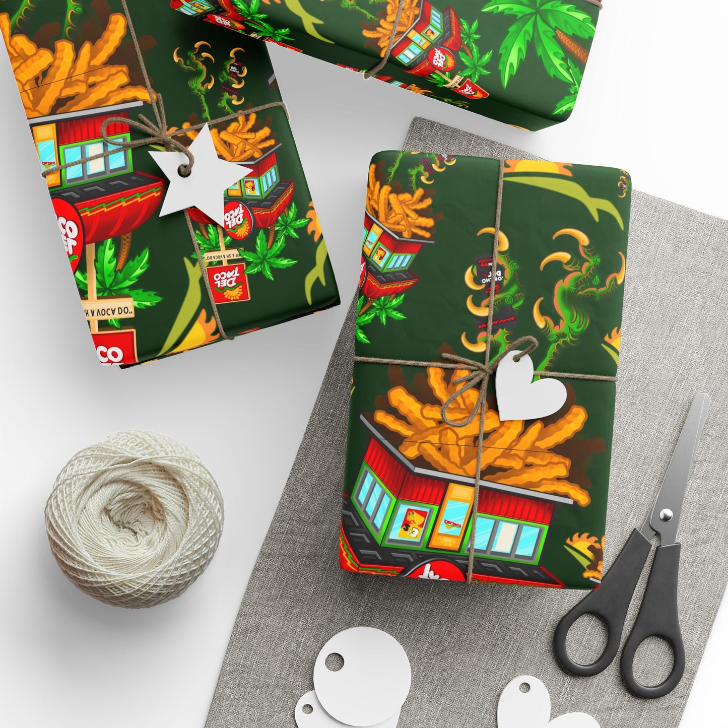 Del Taco Baba Yaga Christmas Wrapping Paper — Tattoo Art by Jay Joree