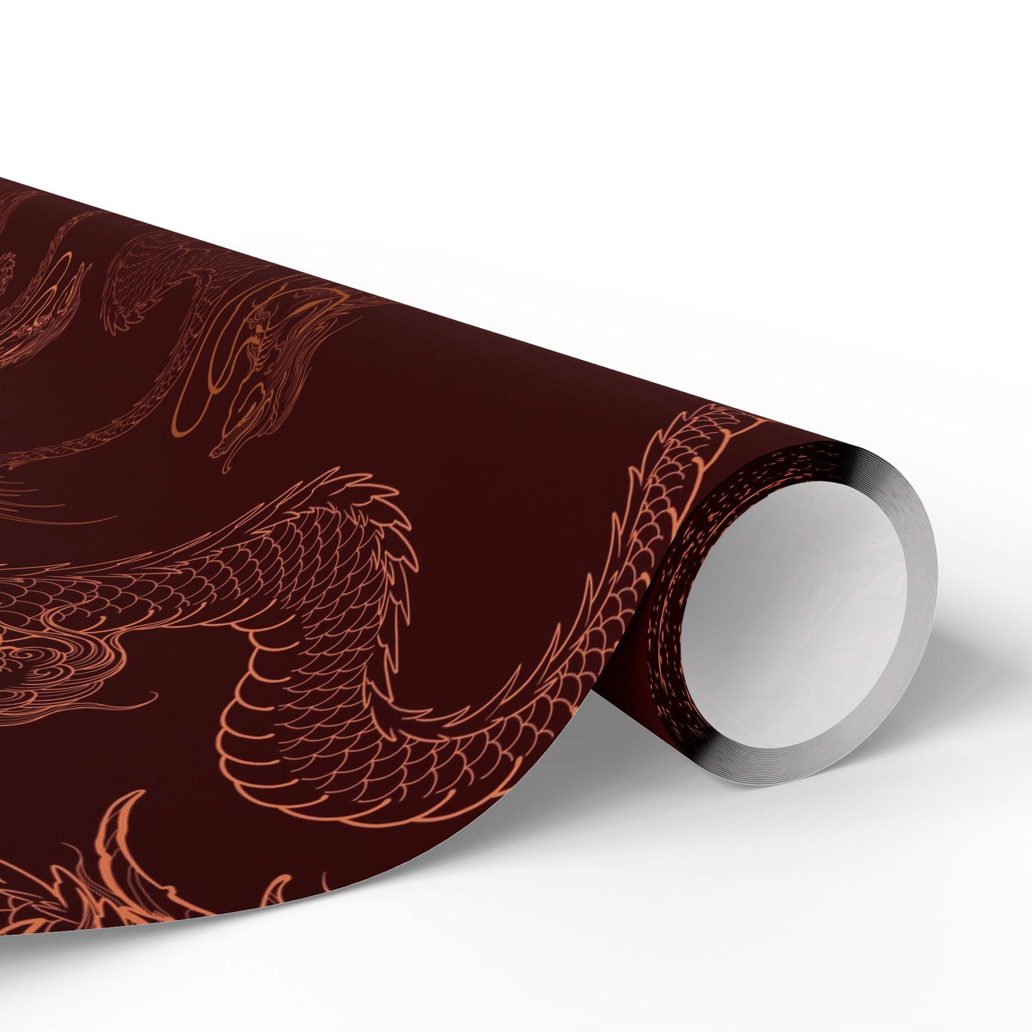 Burgundy Japanese Dragon Tattoo Christmas Wrapping Paper