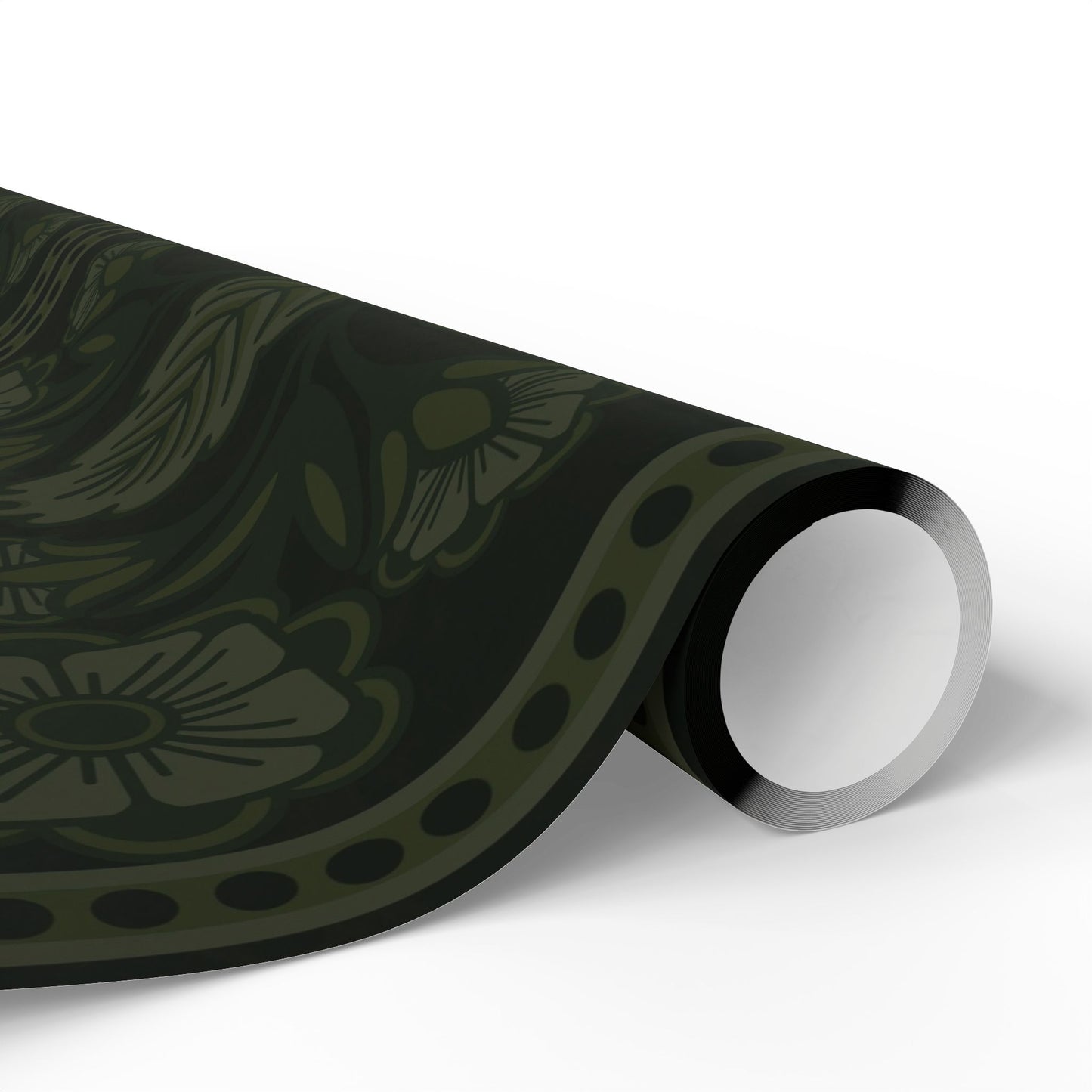 Floral Olive Green Wrapping Paper Roll — Elegant Botanical Gift Wrap