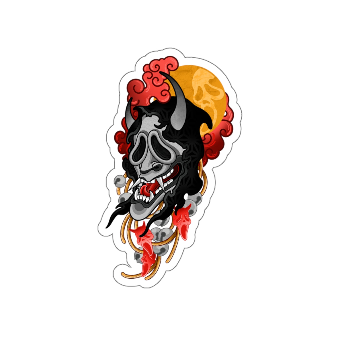 Ghostface From Scream Hannya Mask Die Cut Sticker