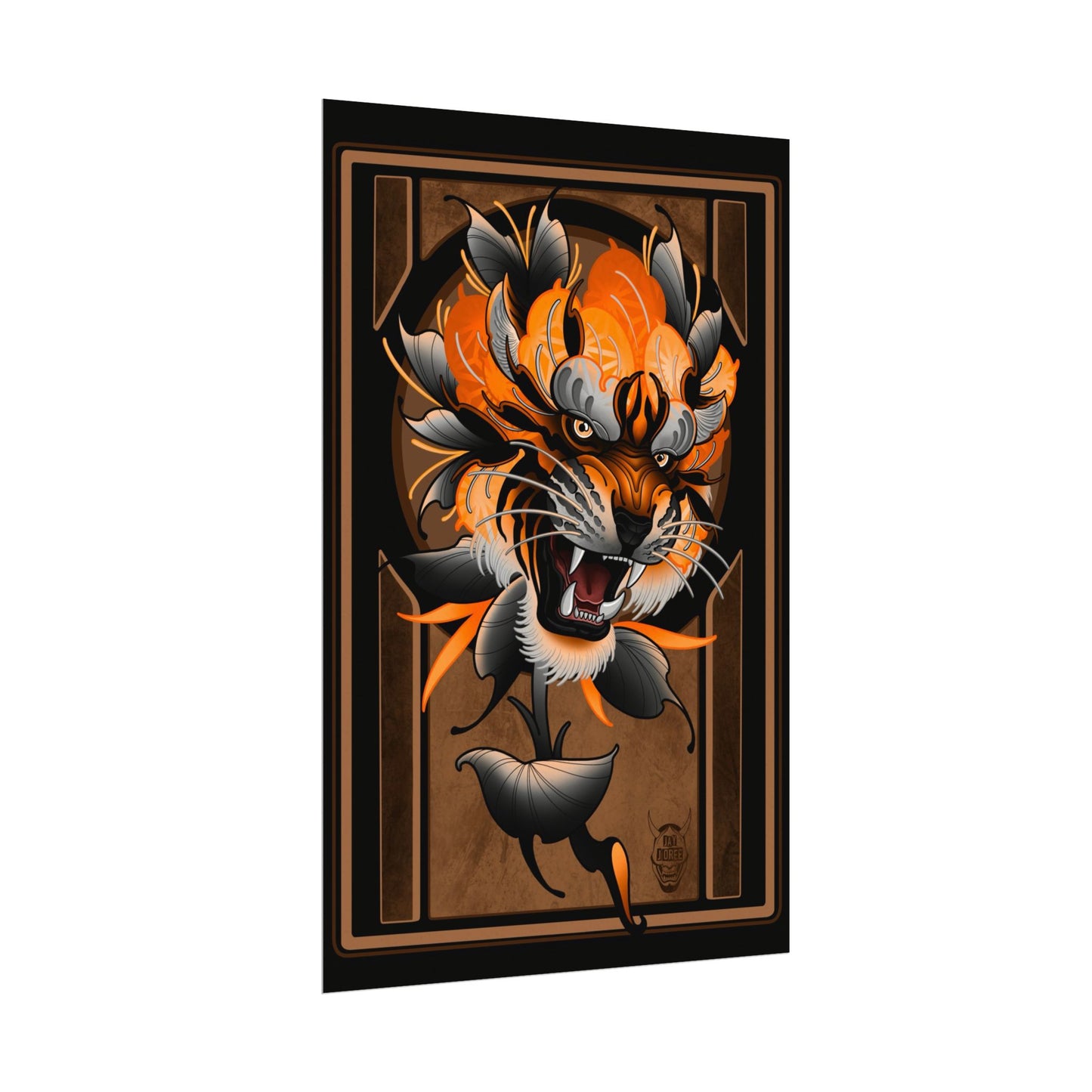 Geometric Peony Tiger Morph Water color print