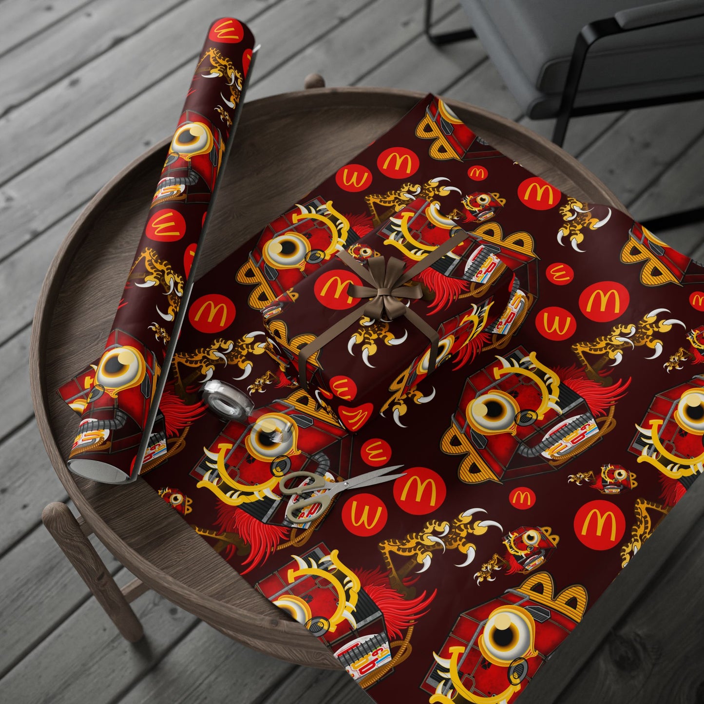 Baba Yaga Christmas Wrapping Paper — McDonald’s Tattoo Art by Jay Joree