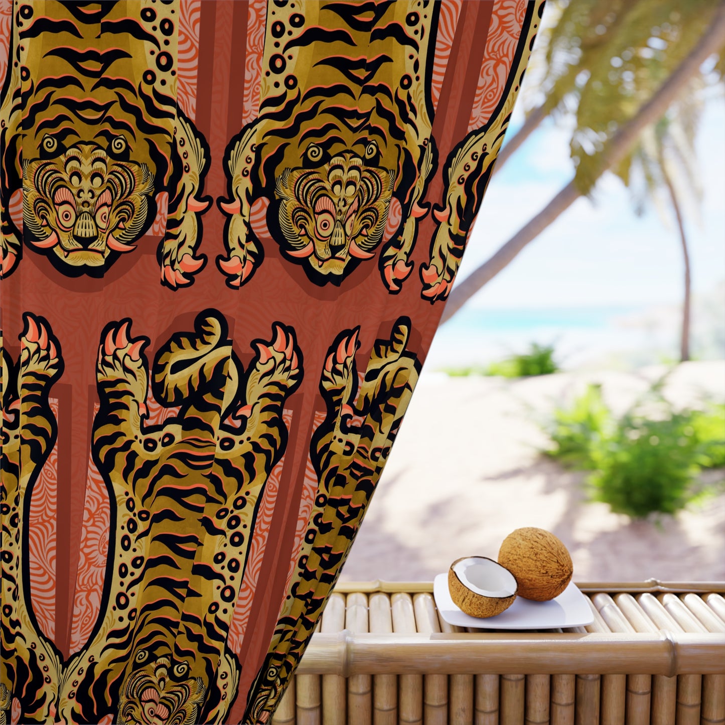Tibetan Tiger Window Curtains (1 Piece)
