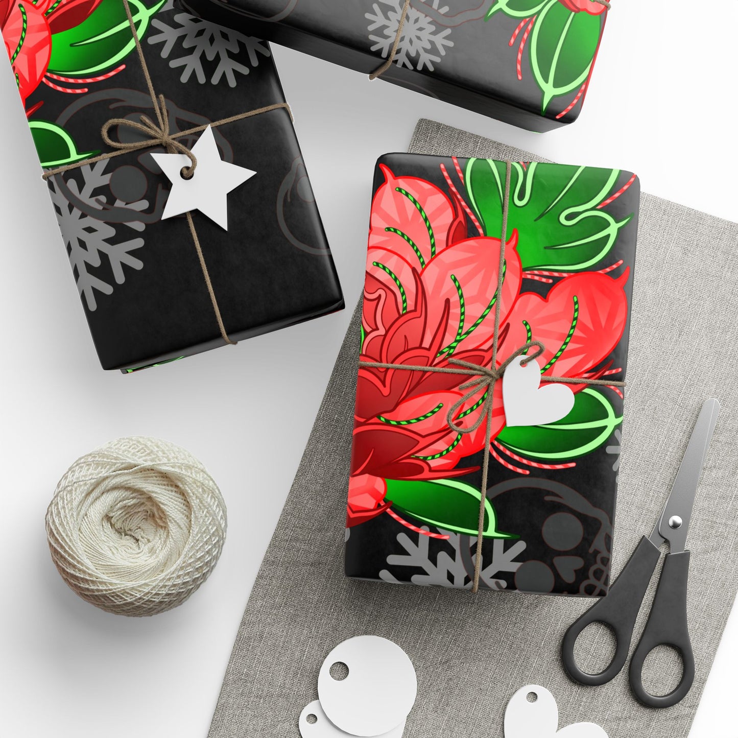 Candy Cane Peony Wrapping Papers