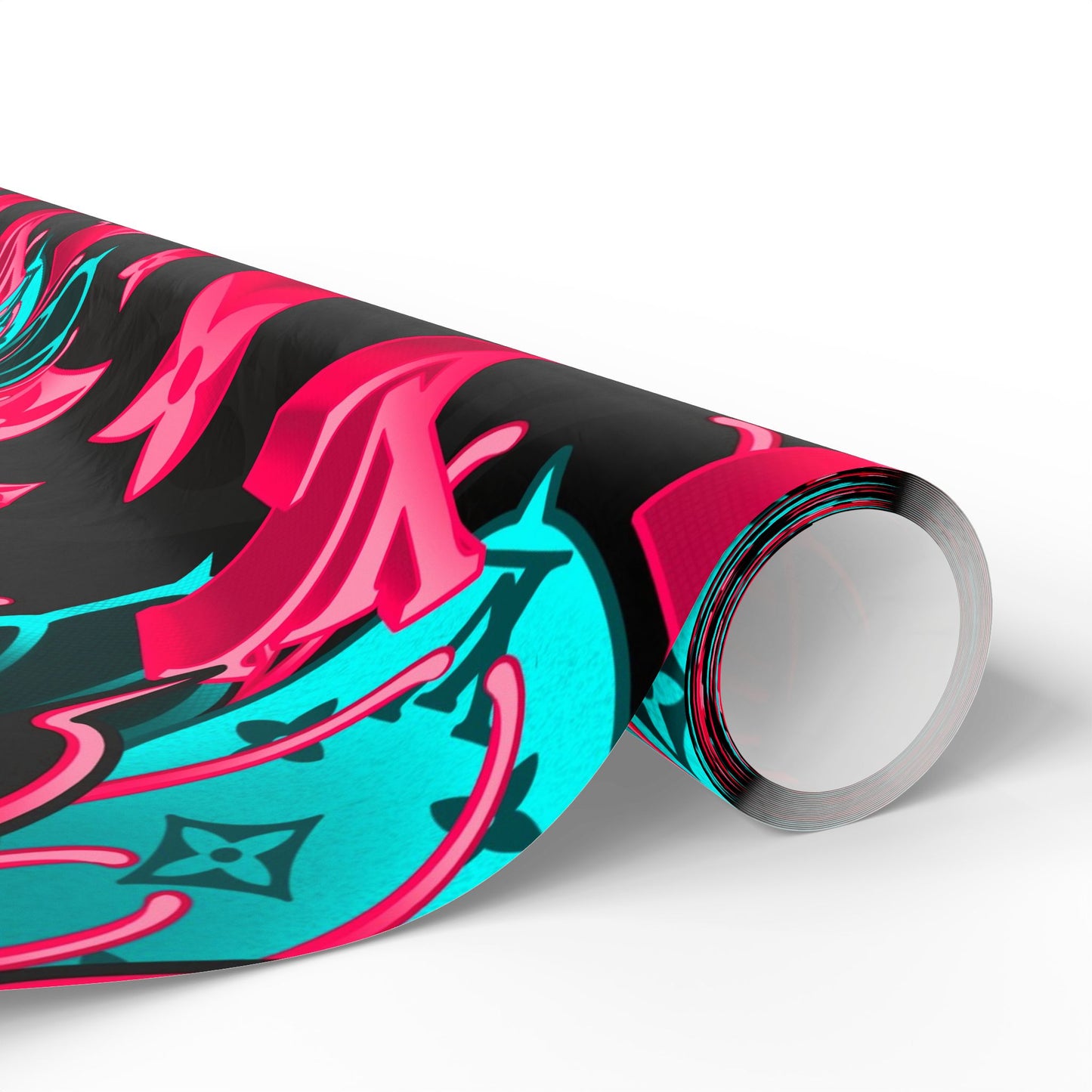 LV Neon Geometric Peony Christmas Wrapping Paper