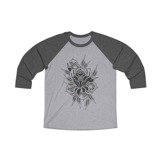 BLVK FLORA PEONY Unisex Tri-Blend 3\4 Raglan Tee