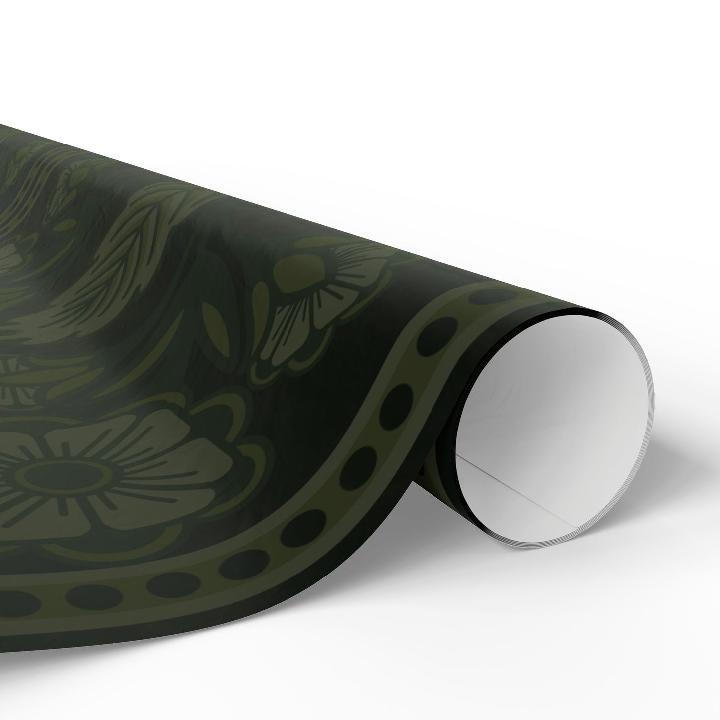 Floral Olive Green Wrapping Paper Roll — Elegant Botanical Gift Wrap