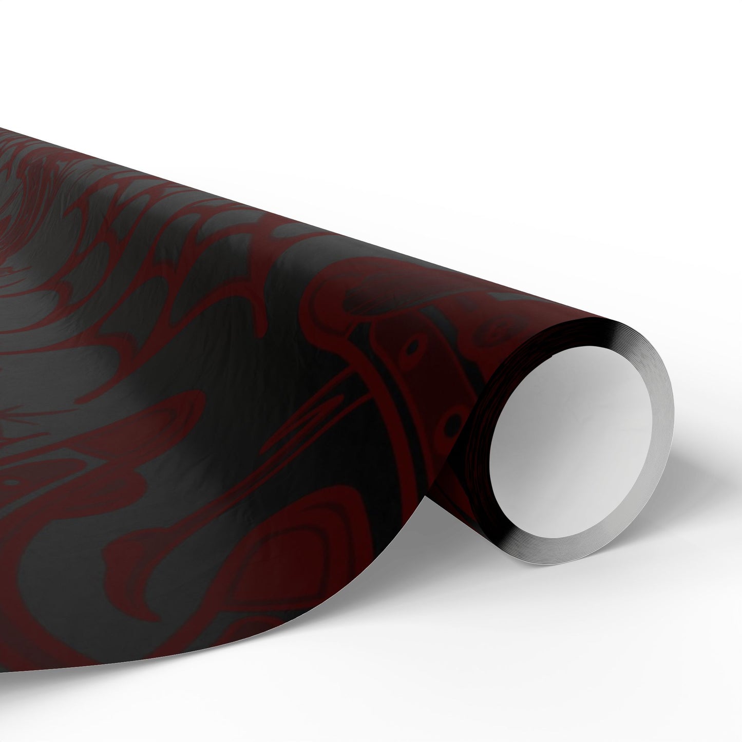 Christmas Tattoo-Inspired Wrapping Paper — Deep Burgundy Western Design