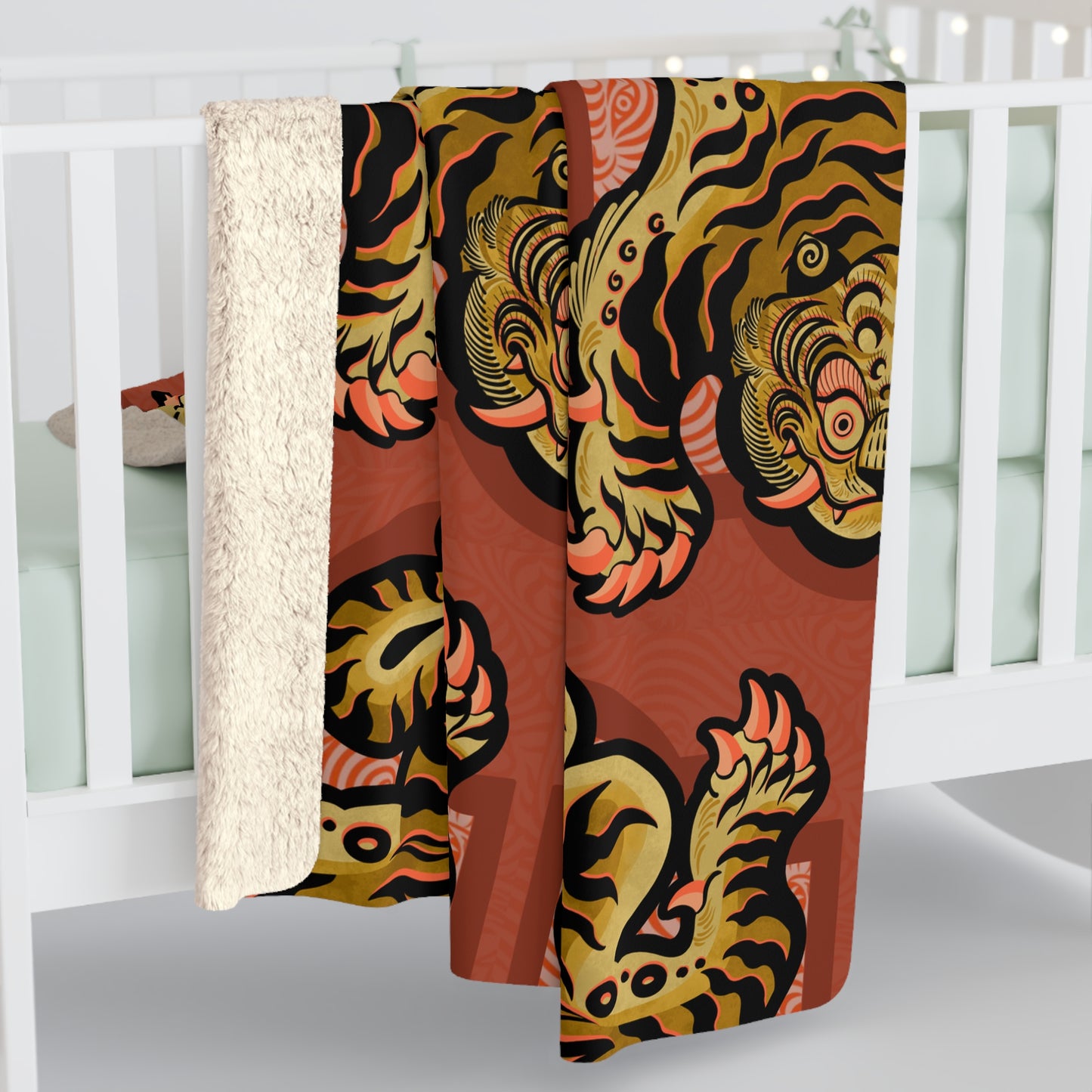 Tibetan Tiger Sherpa Fleece Blanket