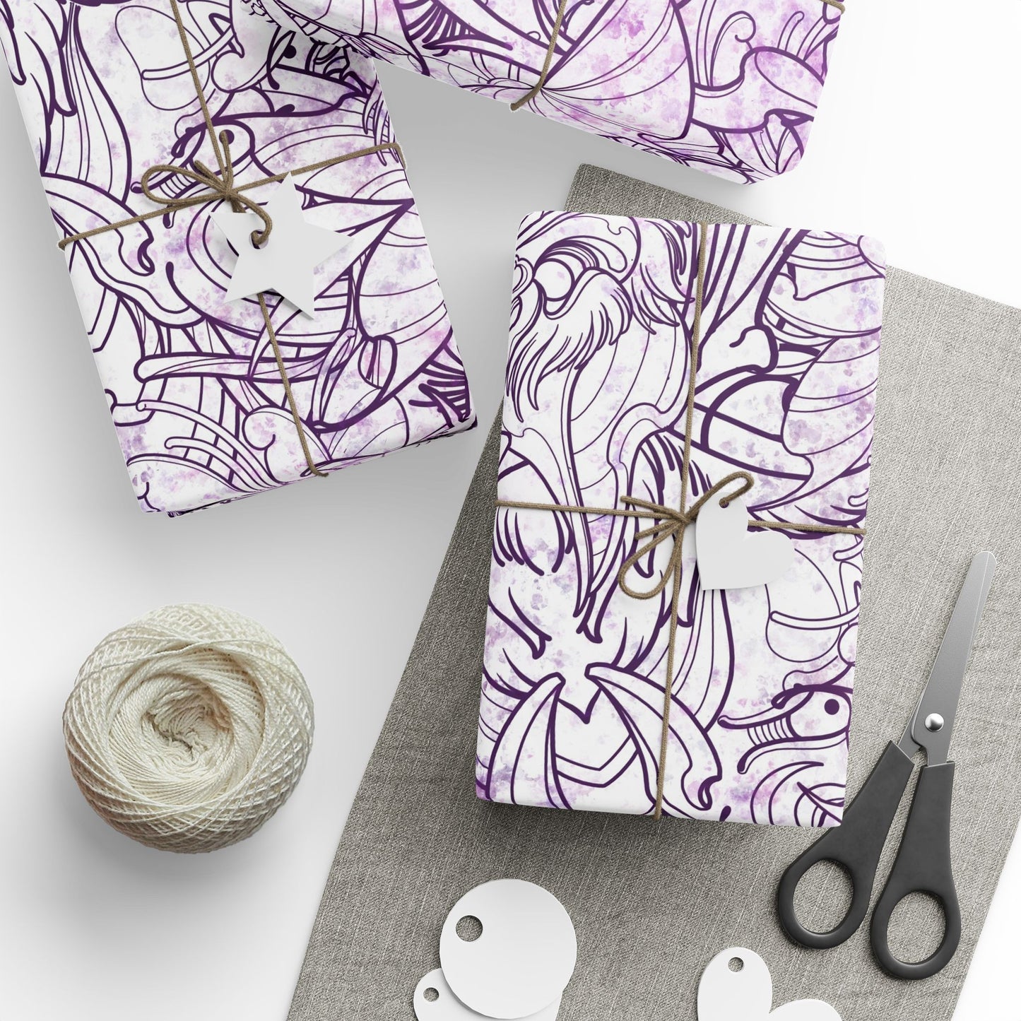 Neotraditional Stencil Christmas Wrapping Papers