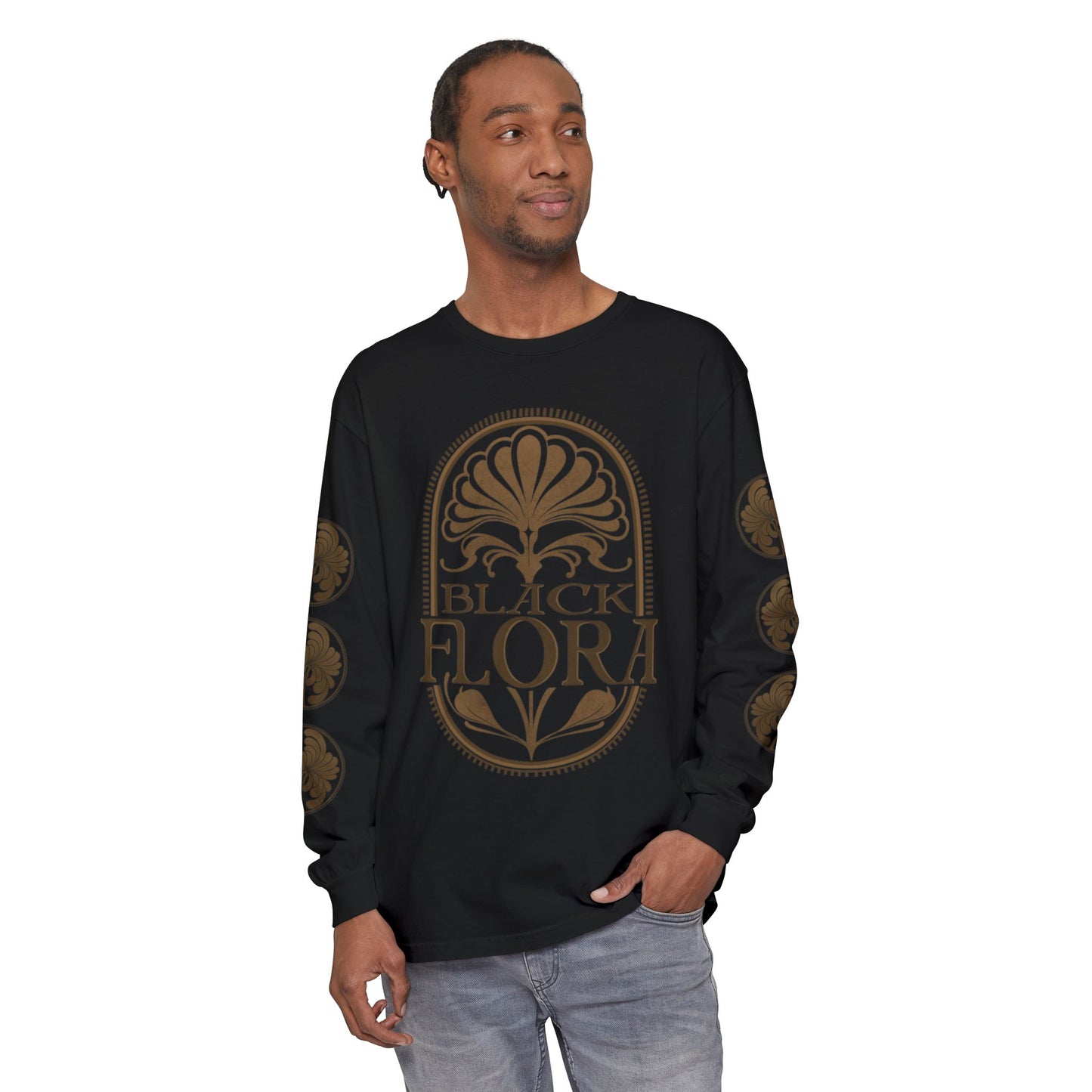 Black Flora Long Sleeve comfort colors