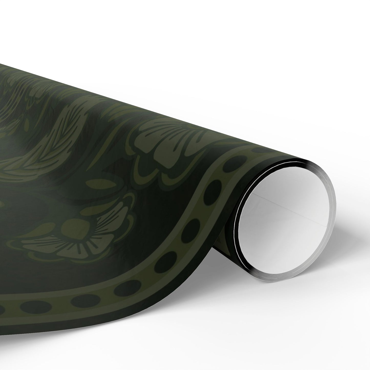 Floral Olive Green Wrapping Paper Roll — Elegant Botanical Gift Wrap