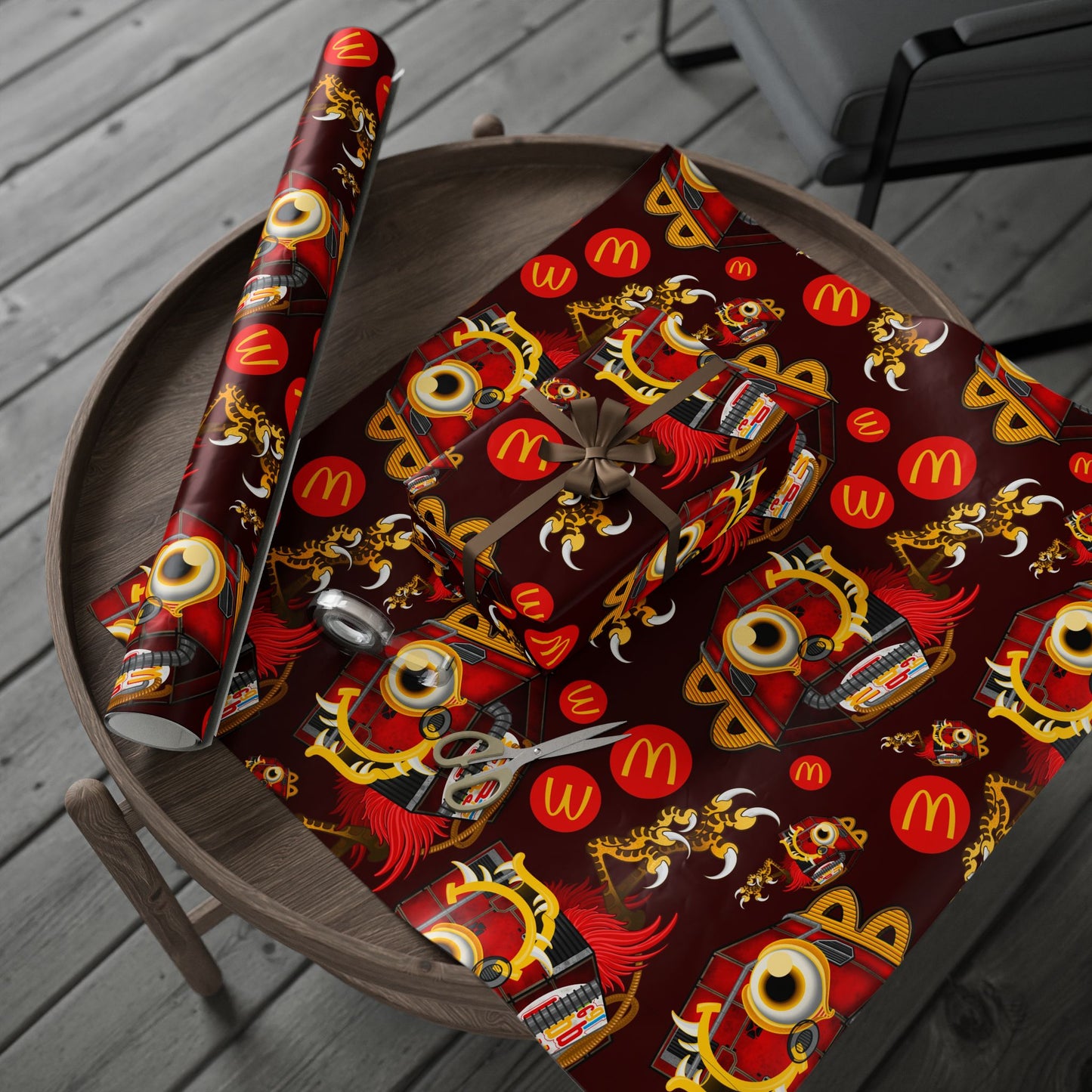 Baba Yaga Christmas Wrapping Paper — McDonald’s Tattoo Art by Jay Joree