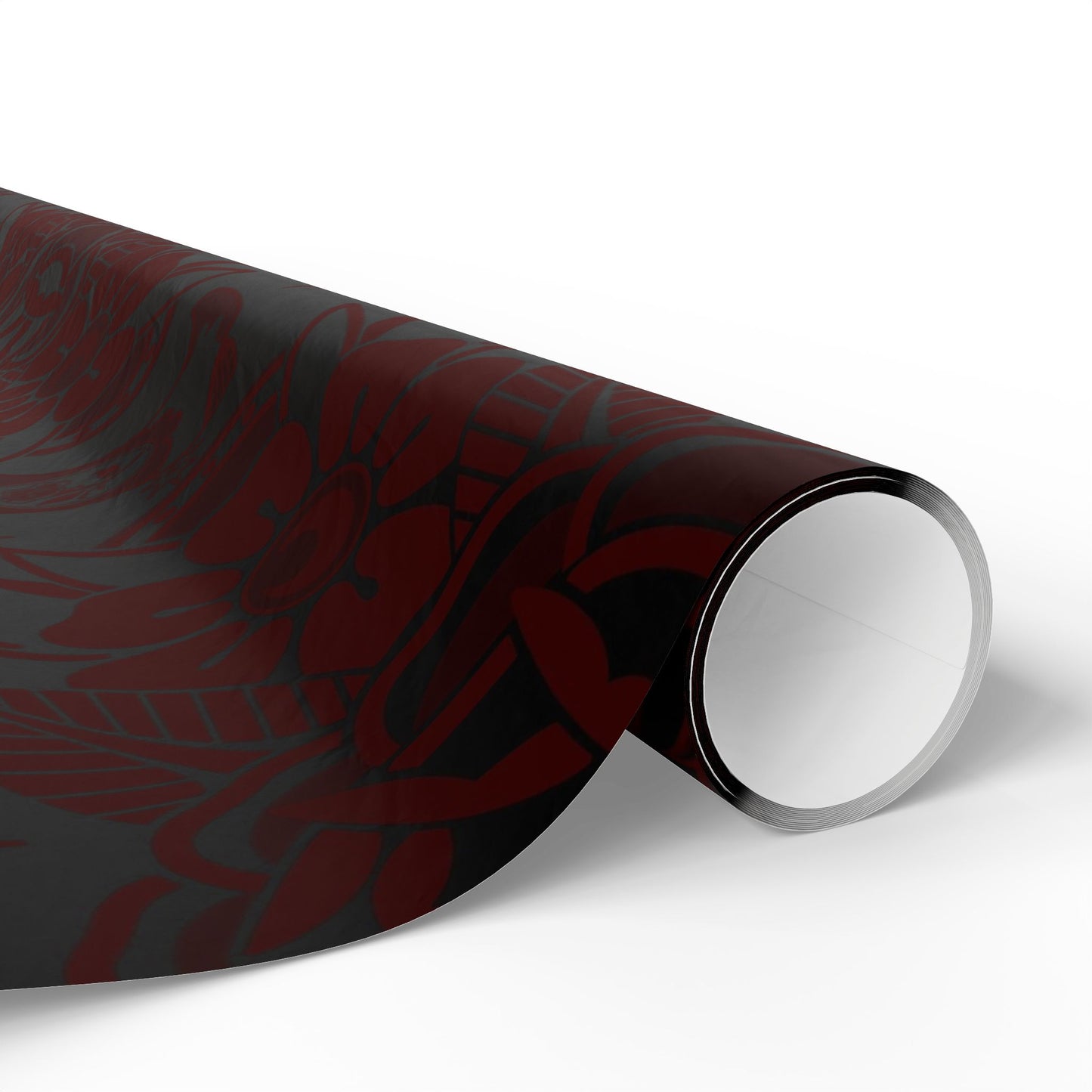 Christmas Tattoo-Inspired Wrapping Paper — Deep Burgundy Western Design