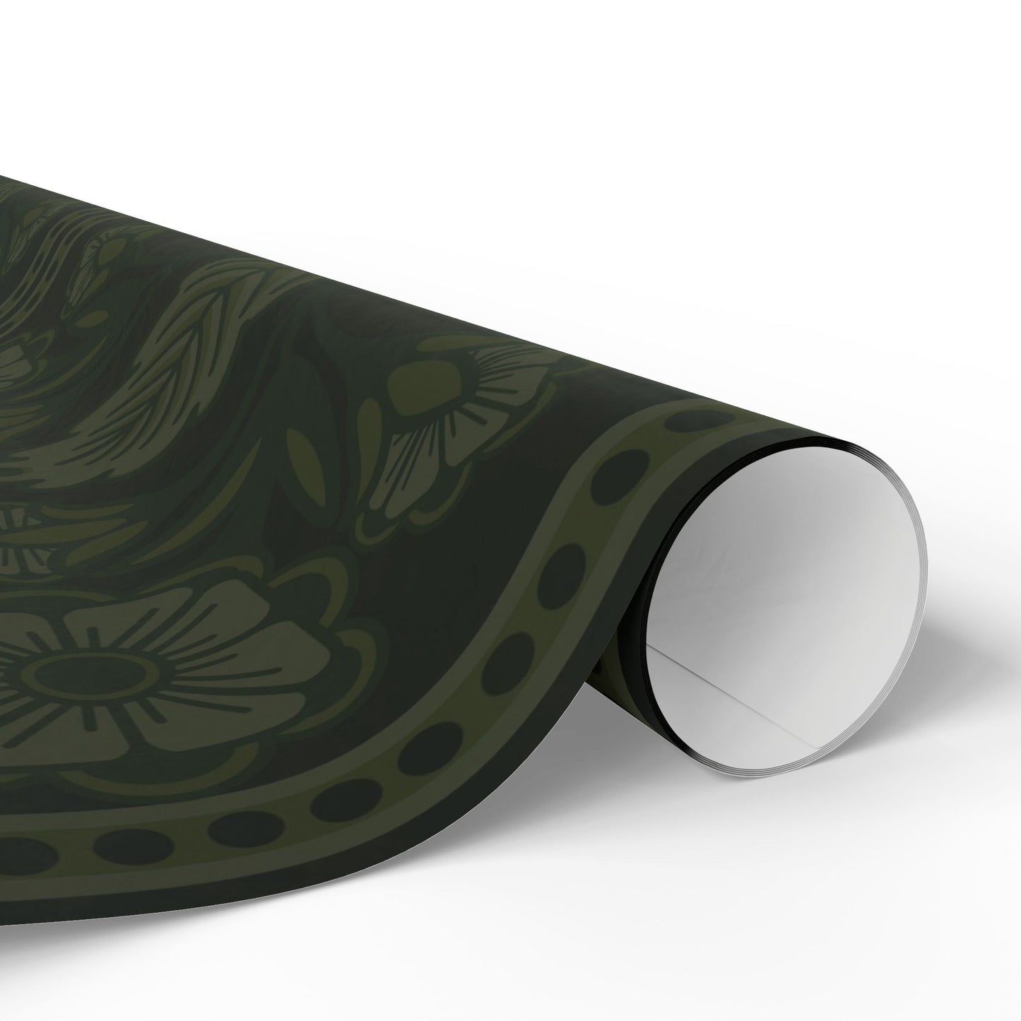 Floral Olive Green Wrapping Paper Roll — Elegant Botanical Gift Wrap