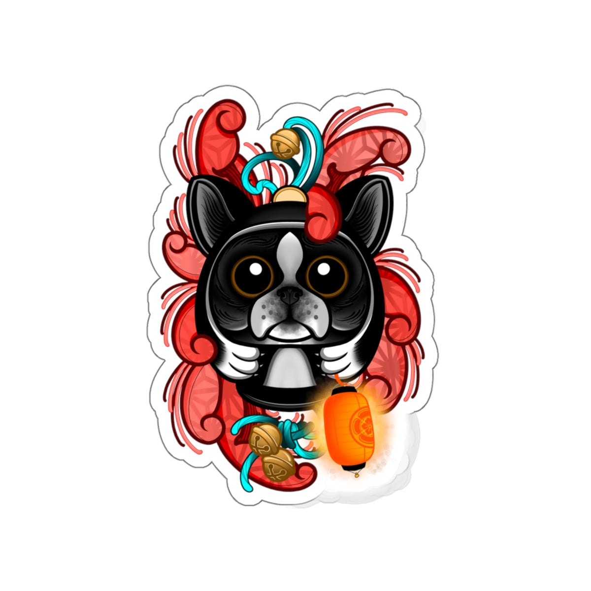 Ruca The Boston Terrier Daruma Die Cut Sticker