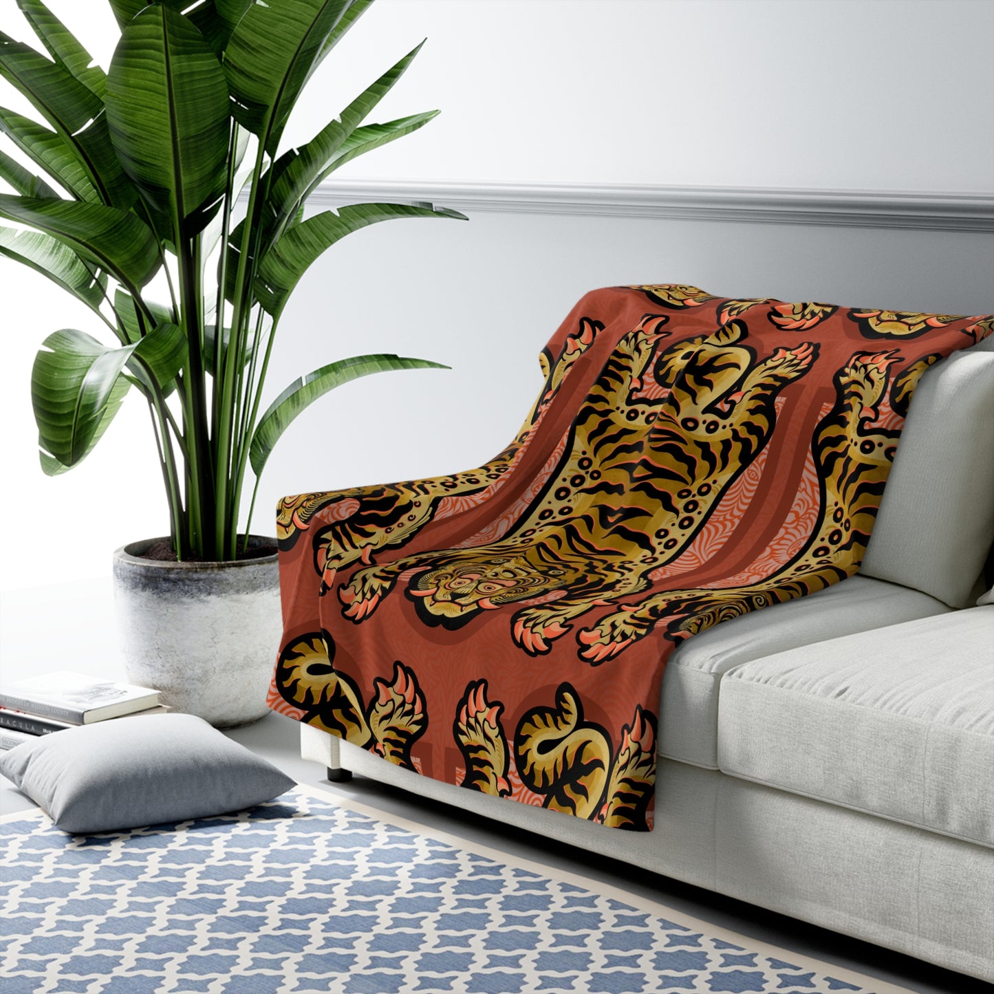 Tibetan Tiger Sherpa Fleece Blanket