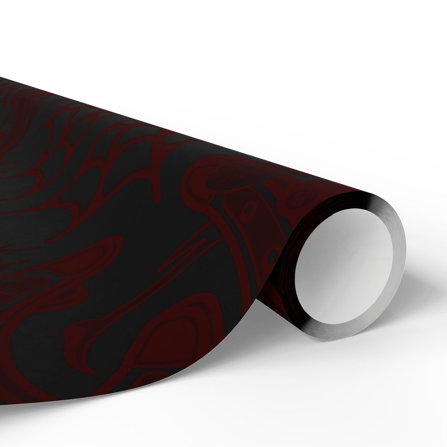Christmas Tattoo-Inspired Wrapping Paper — Deep Burgundy Western Design