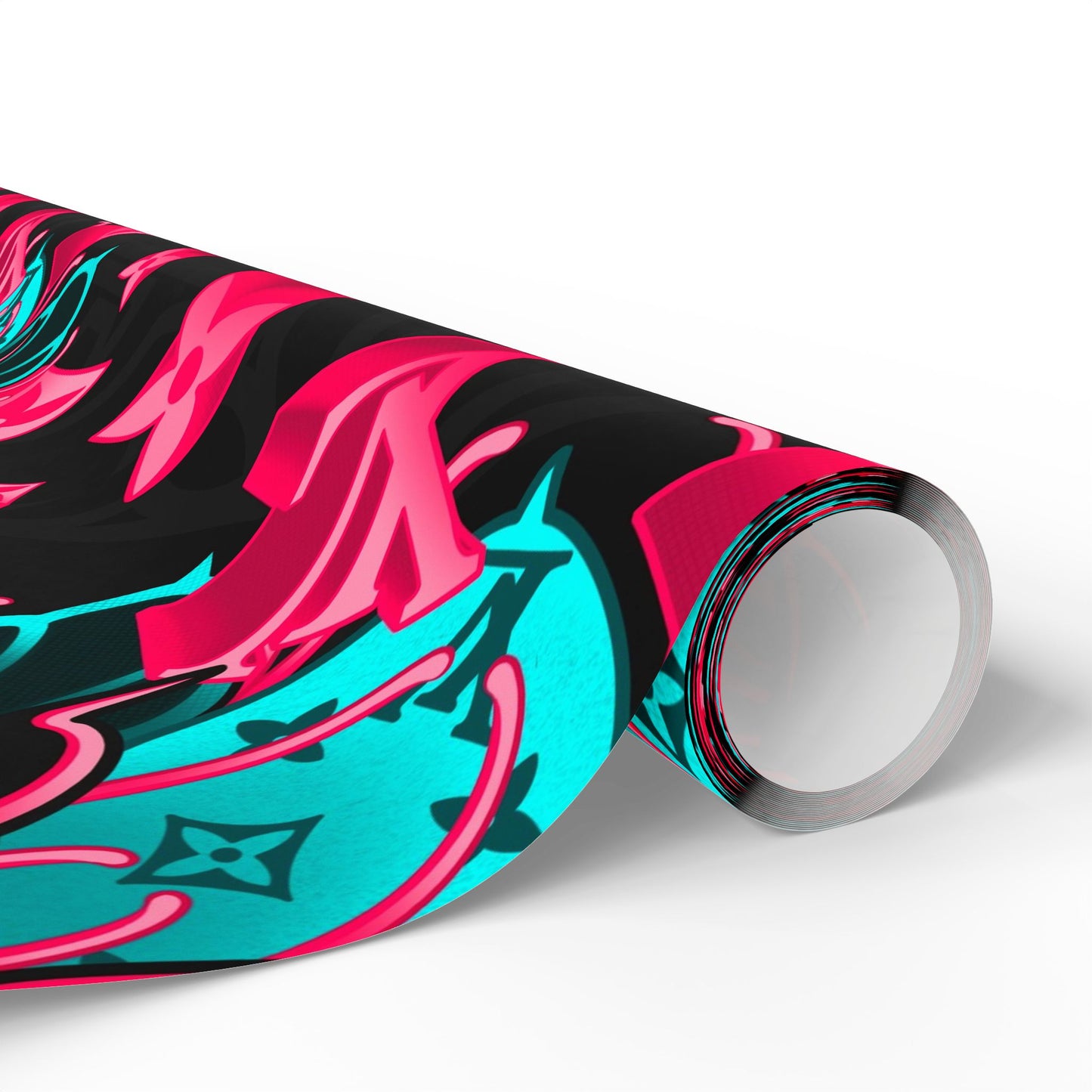 LV Neon Geometric Peony Christmas Wrapping Paper