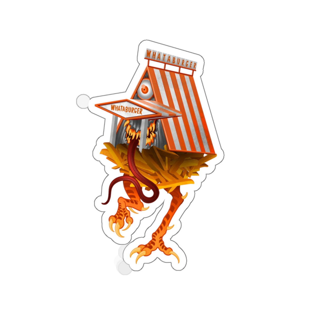 Texas A-Frame Whataburger Baba Yaga Die Cut Sticker