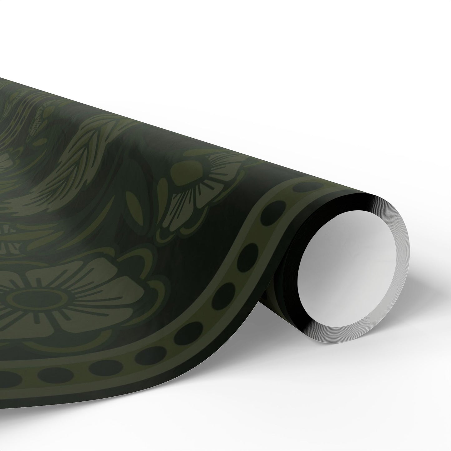 Floral Olive Green Wrapping Paper Roll — Elegant Botanical Gift Wrap