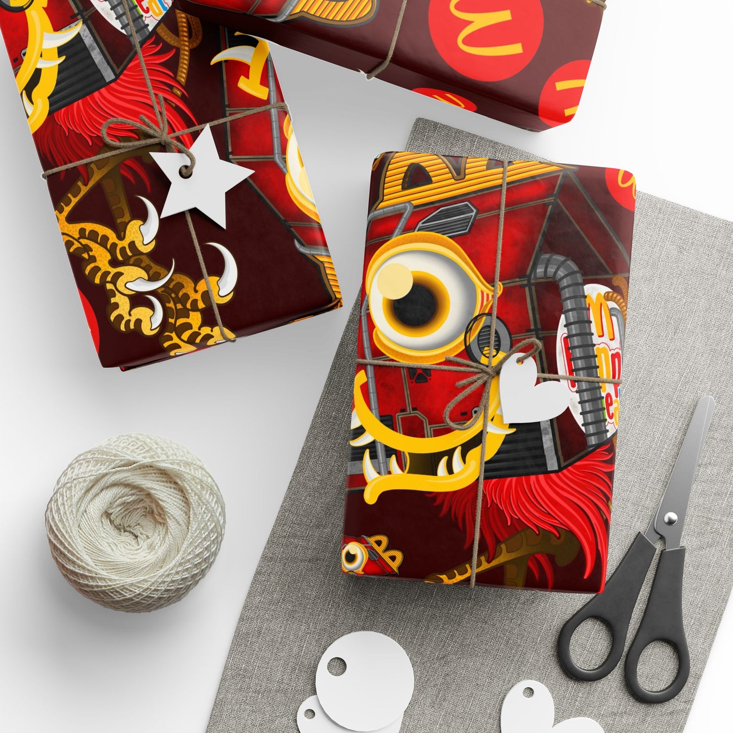 Baba Yaga Christmas Wrapping Paper — McDonald’s Tattoo Art by Jay Joree