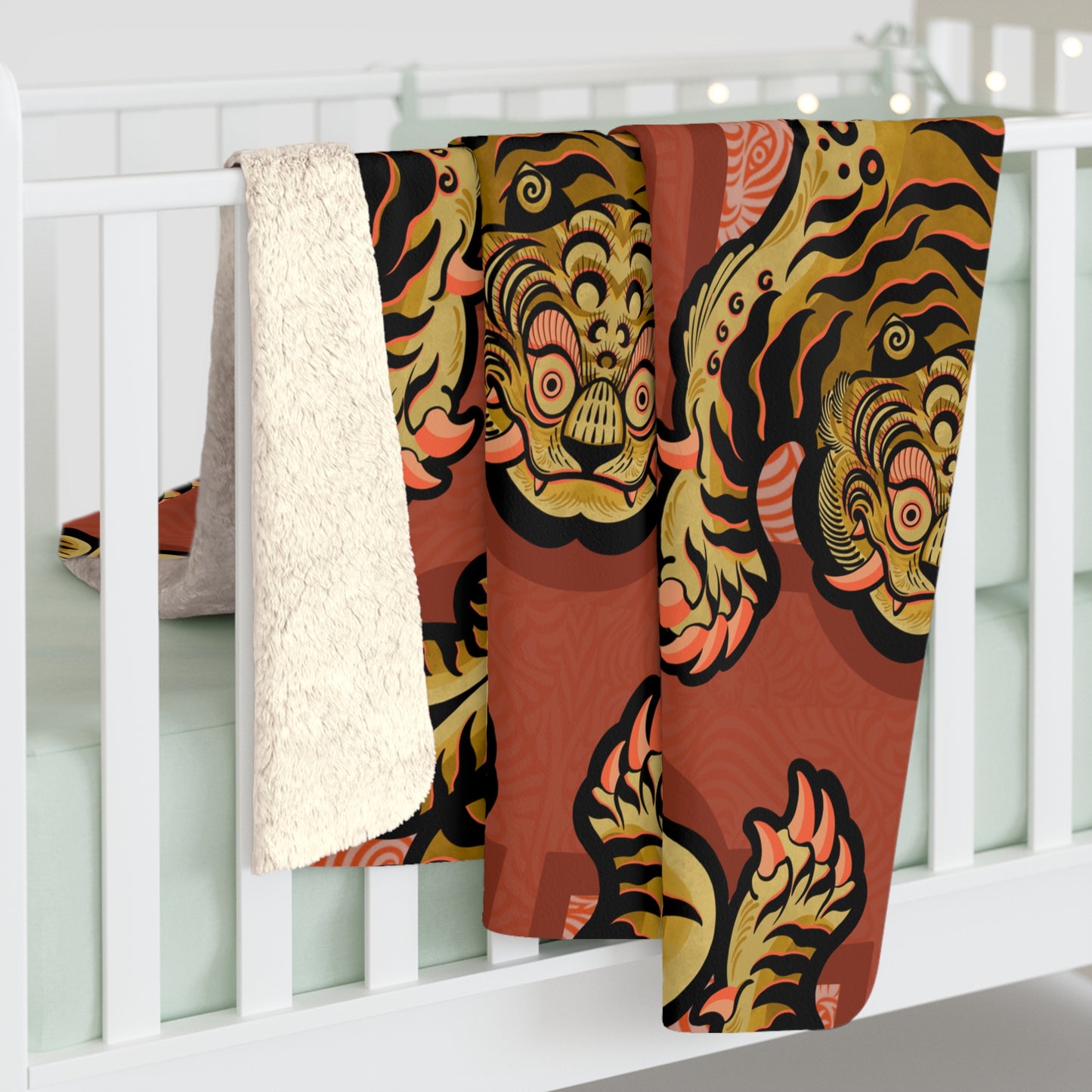 Tibetan Tiger Sherpa Fleece Blanket