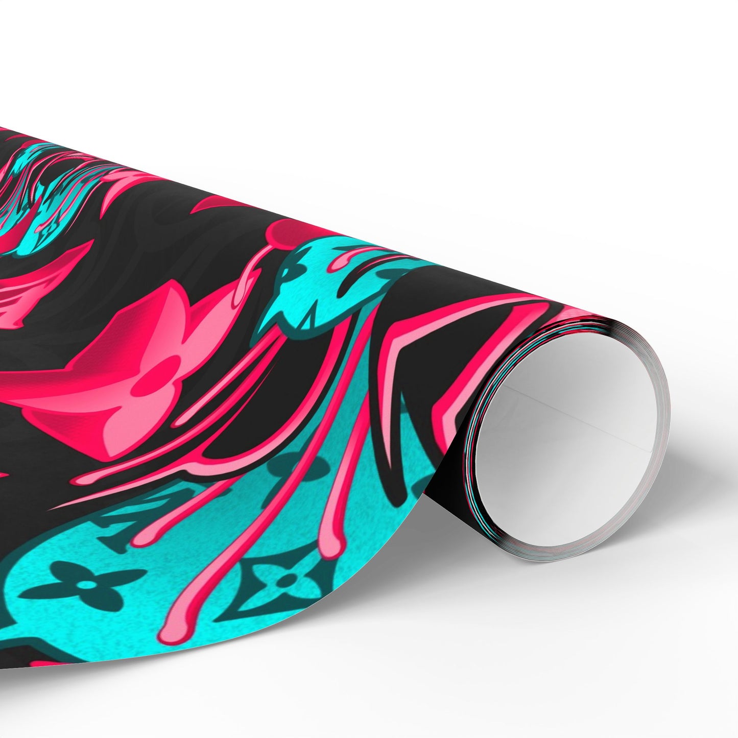 LV Neon Geometric Peony Christmas Wrapping Paper