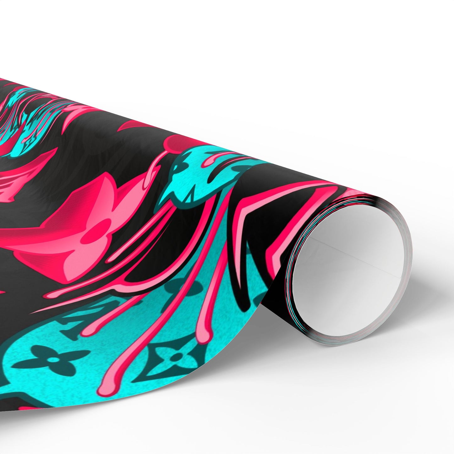 LV Neon Geometric Peony Christmas Wrapping Paper