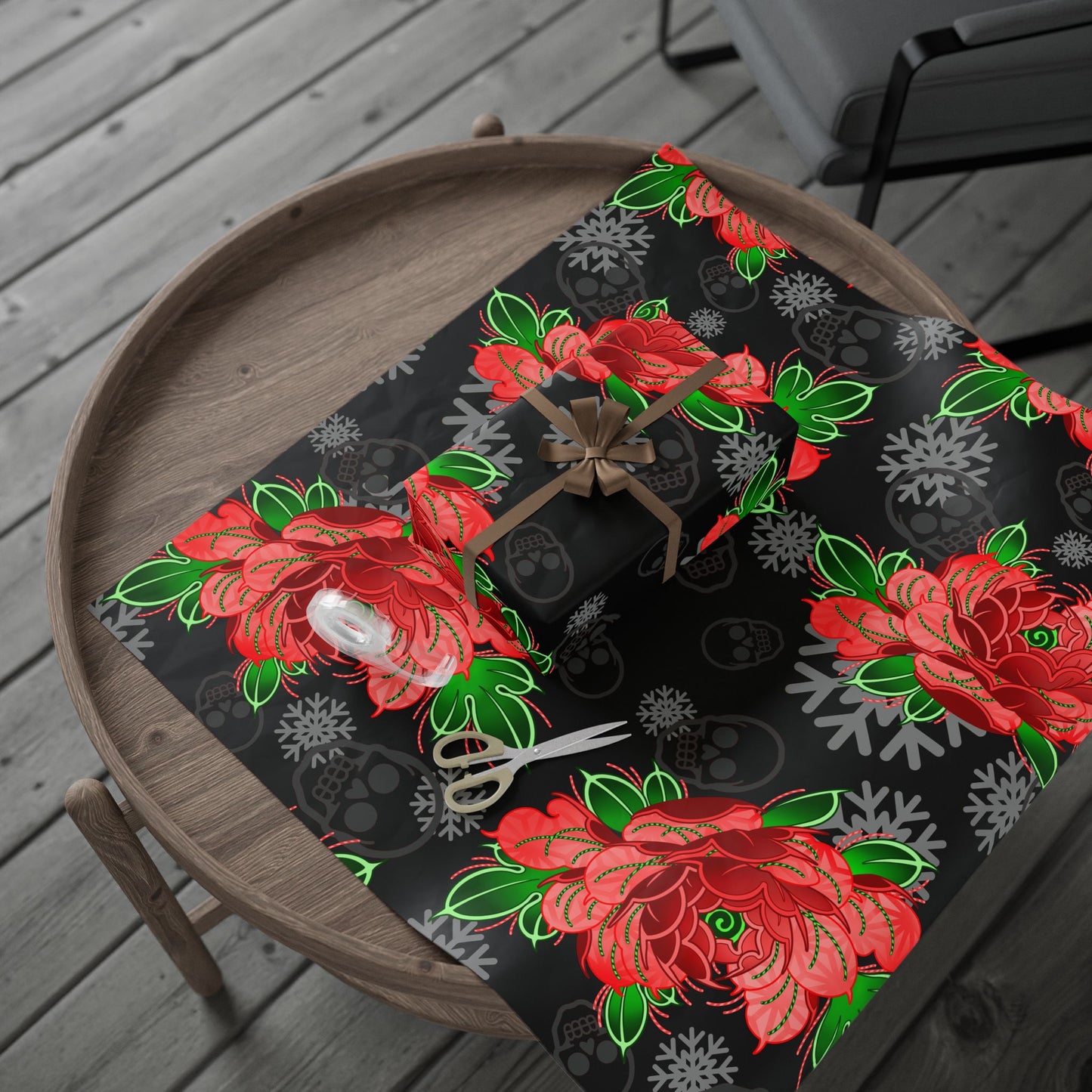 Candy Cane Peony Wrapping Papers